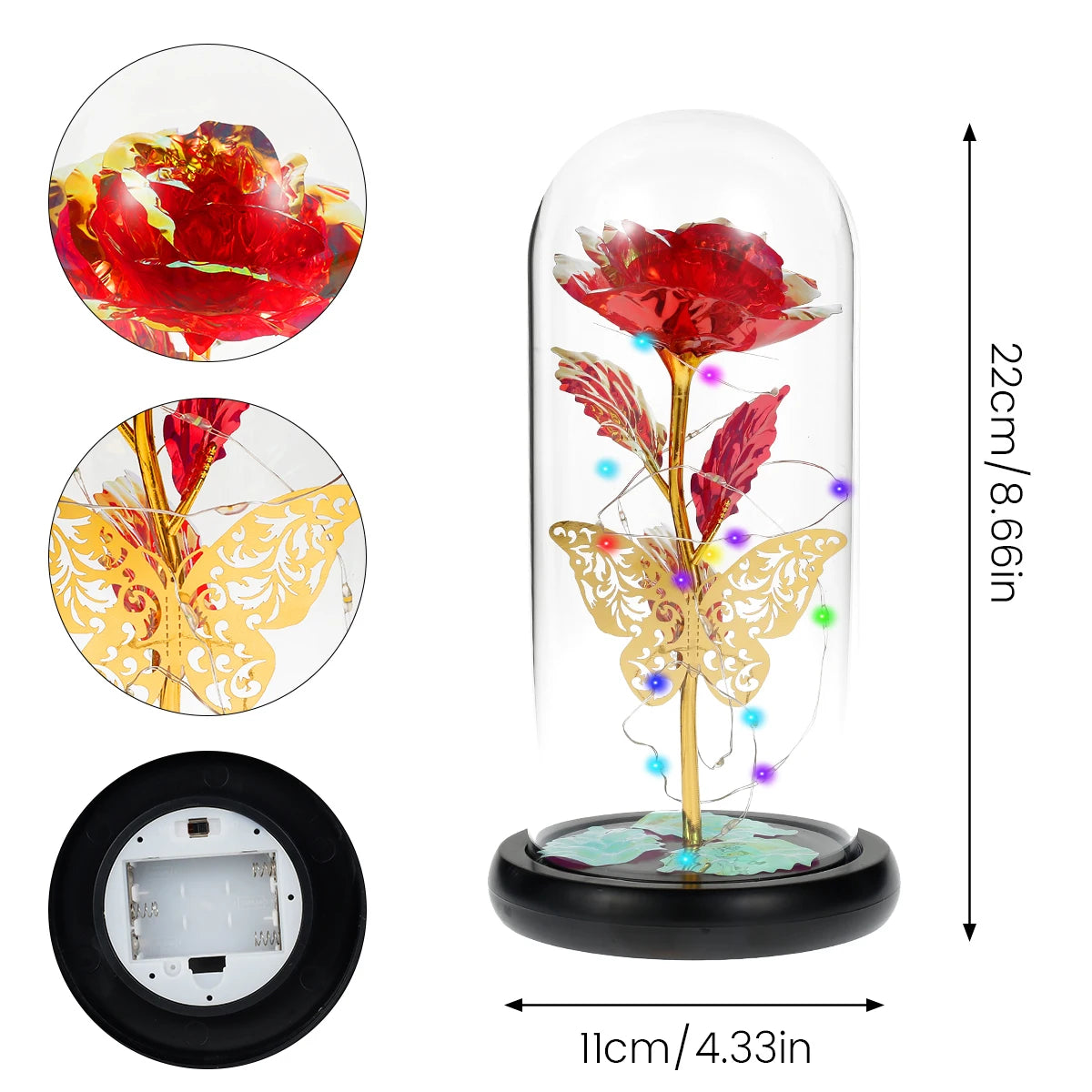 LED GALAXY ROSE ETERNAL| FLOWER WITH BUTTERFLY|IN DOME| VALENTINE'S DAY|MOTHERS'S DAY|BIRTHDAY
