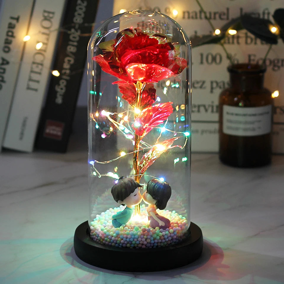 LED ENCHANTED GALAXY ROSE ETERNAL BEAUTY AND THE BEAST WITH FAIRY LIGHTS  OME|VALENTINE'S DAY|BIRTHDAY|WEDDING GIFTS|ANNIVERSARY