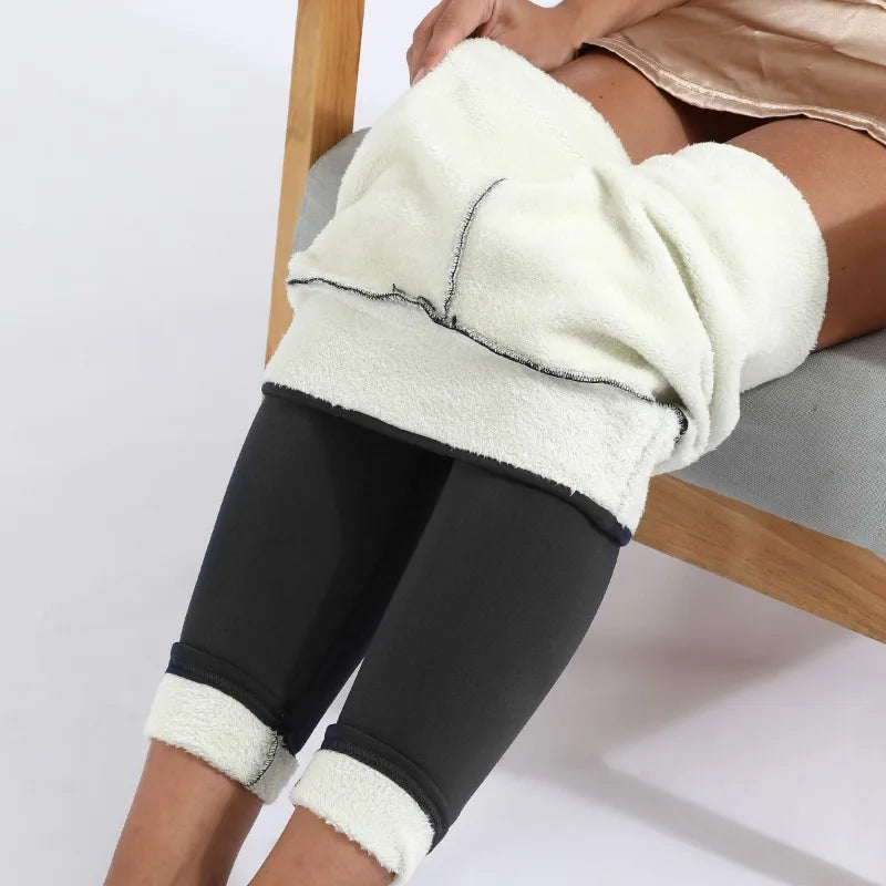 Warm Leggings Women Winter Leggings Thick Velvet Tights High Waist Hip Liftting Compression Lamb Wool Elastic Trousers