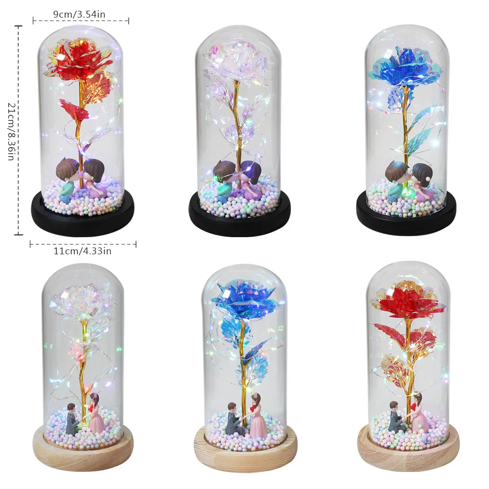 LED ENCHANTED GALAXY ROSE ETERNAL BEAUTY AND THE BEAST WITH FAIRY LIGHTS  OME|VALENTINE'S DAY|BIRTHDAY|WEDDING GIFTS|ANNIVERSARY