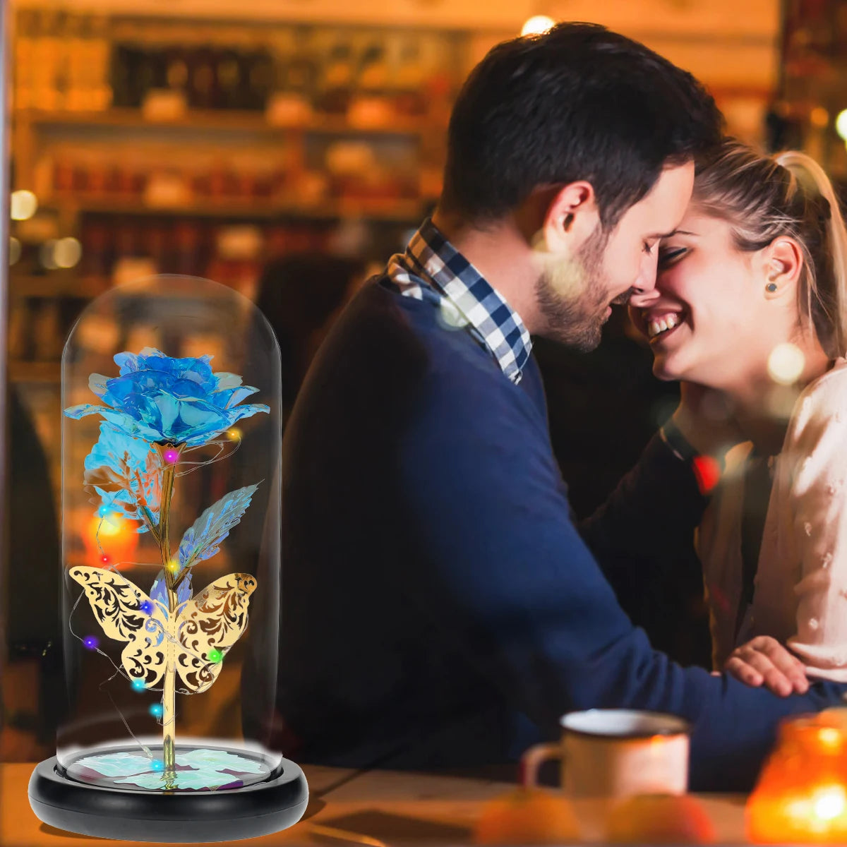 LED GALAXY ROSE ETERNAL| FLOWER WITH BUTTERFLY|IN DOME| VALENTINE'S DAY|MOTHERS'S DAY|BIRTHDAY